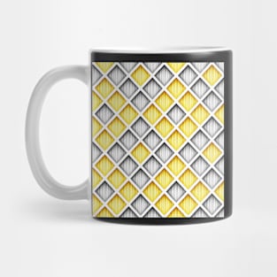 Yellow and Gray 3d Geometric Pattern, Rhombic Harlequin Motif Mug